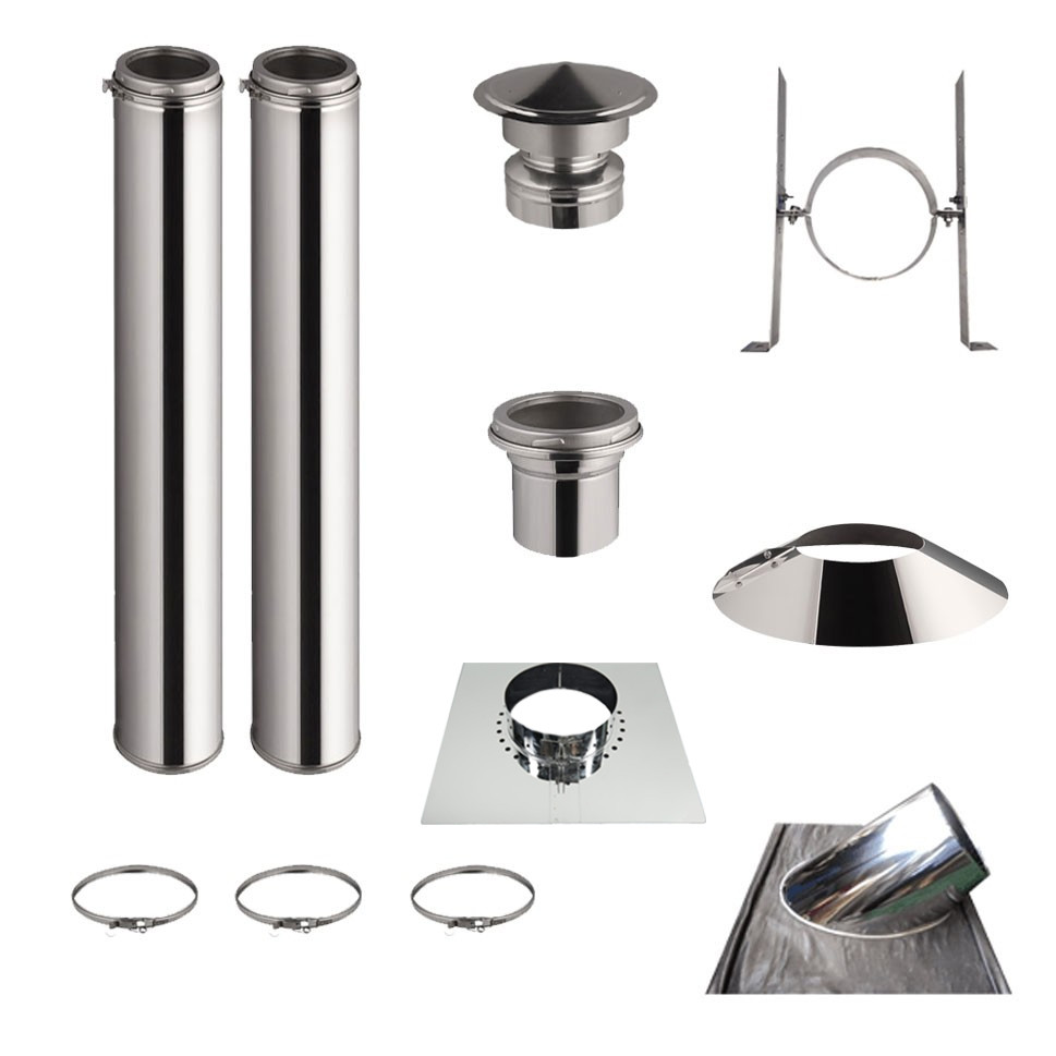 KIT 2 TUBOS DE CHIMENEA DOBLE PARED 100CM - Ø 125-150-180-200MM