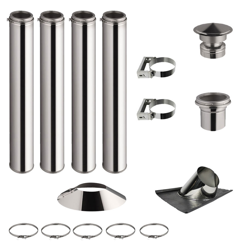 crimen disfraz Centralizar KIT 4 TUBOS DE CHIMENEA DOBLE PARED 100CM - Ø 125-150-180-200MM