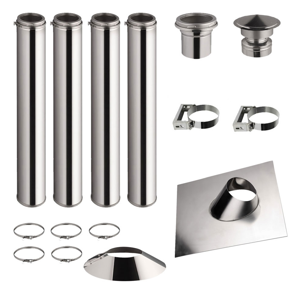 4 TUBOS DE CHIMENEA DOBLE PARED 100CM - 125-150-180-200MM